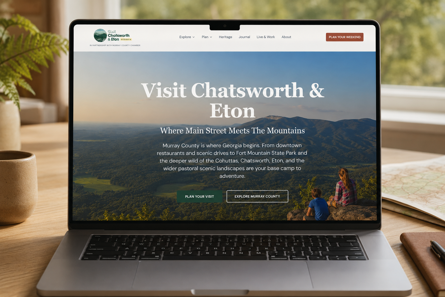 VisitChatsworthGA.com homepage shown on a laptop