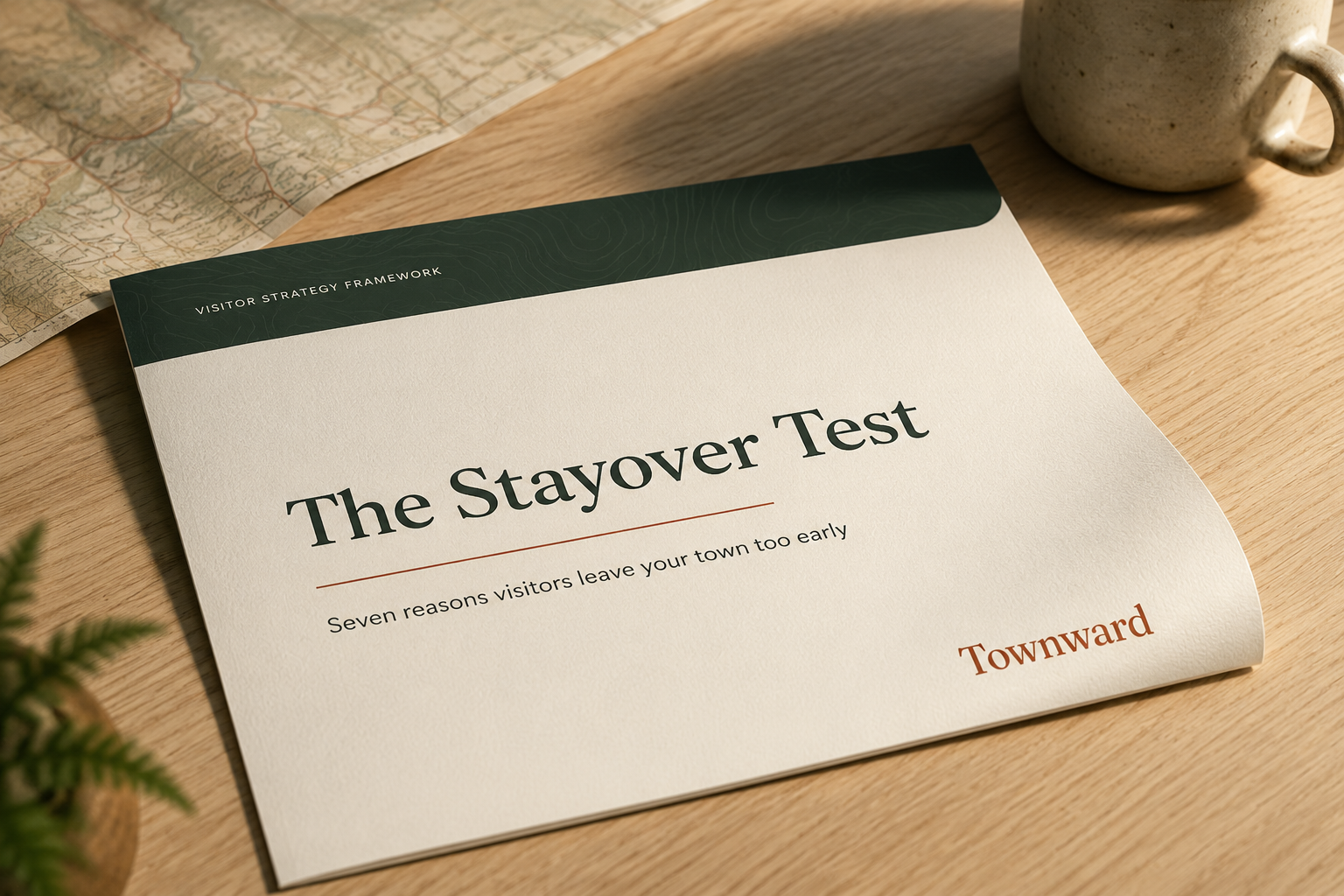 A printed Stayover Test framework document on a warm wooden desk